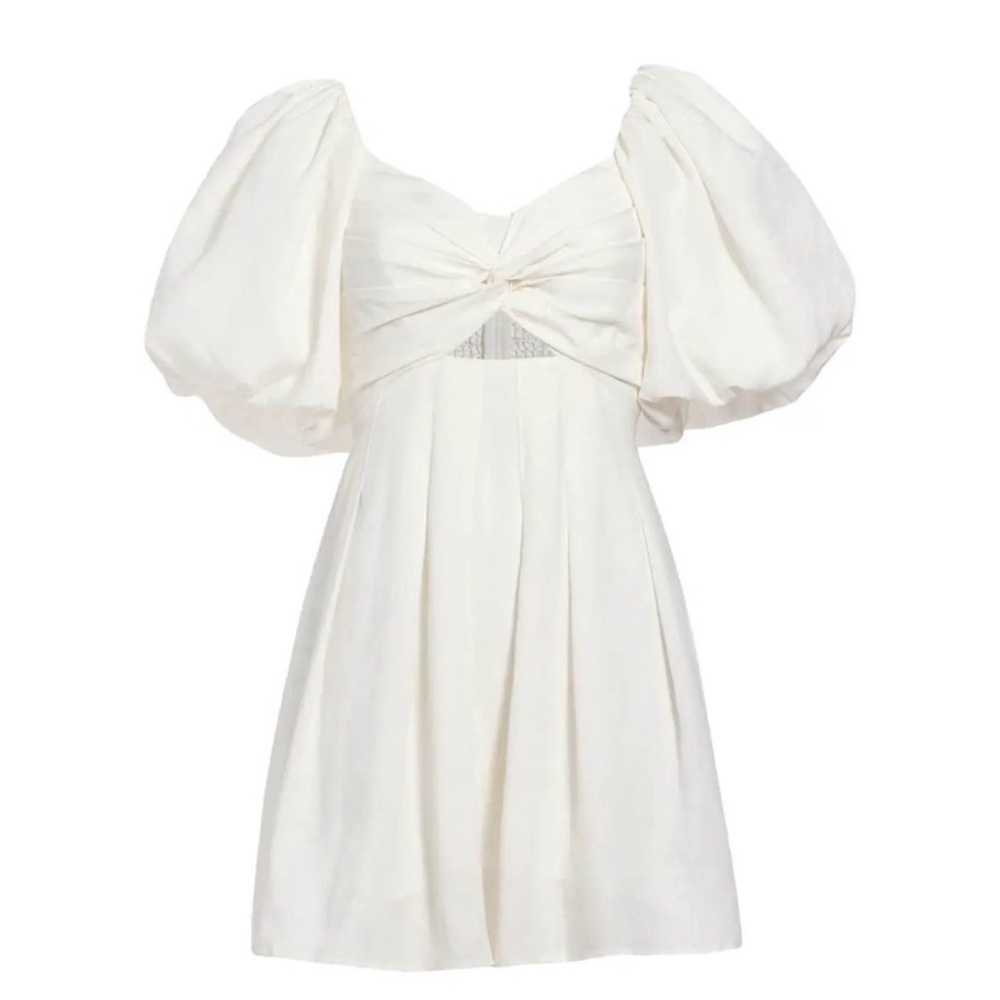 ASTR White Puff-Sleeve Mini Dress small, NWT